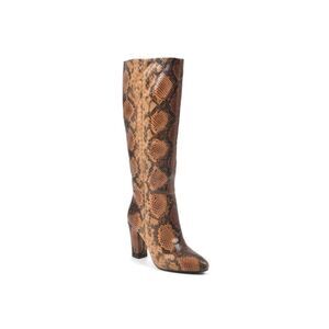 WHITE MOUNTAIN Womens Orange Animal Print Cushioned Almond Toe Dress Boots 5.5